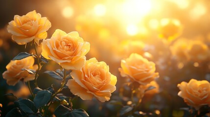 Wall Mural - Golden Roses in the Sunset