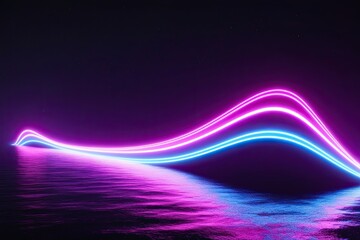 Sticker - Neon Futuristic Waves with Dynamic Motion and Vibrant Glow