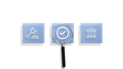 Wall Mural - Magnifying glass focuses on Standard quality control certification assurance concept, checkbox icon of guarantee