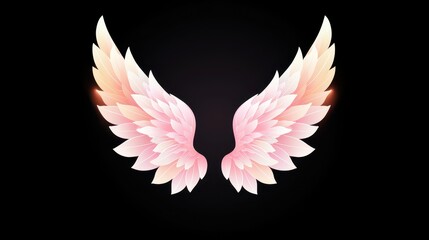 Poster - Pink Angel Wings with Black Background