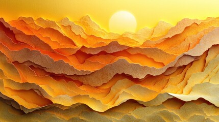 Sticker - Papercut Mountain Landscape with a Sunset