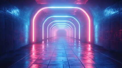 Canvas Print - Neon Tunnel Lights