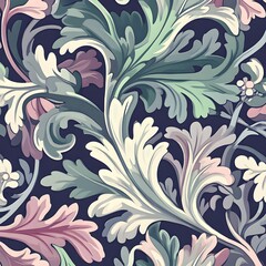 Sticker - Seamless Floral Pattern with Delicate Leaves and Flowers