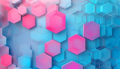 Wall Mural - Vibrant Abstract Hexagonal Pattern in Blue and Pink Gradient Symbolizing Structure and Connection