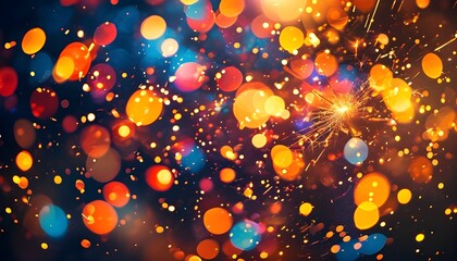 Vibrant Celebration of Colorful Bokeh Lights and Sparkling Glitter Capturing Joy and Festivity