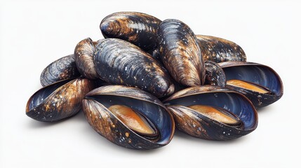 Wall Mural - Mussels clipart, element, 3D illustration, realistic, isolated on white background