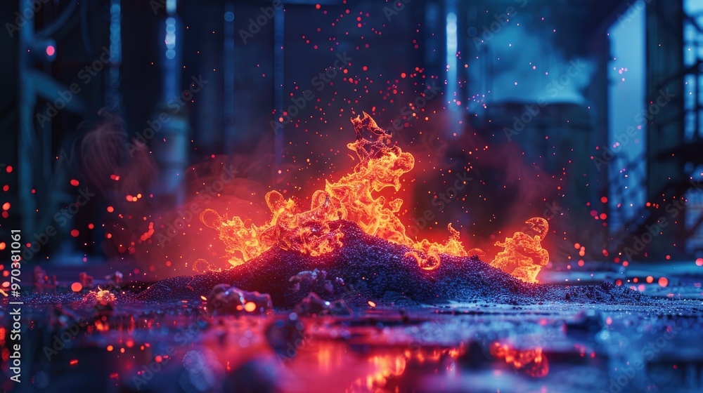 The rapid oxidation of a material the fuel in the exothermic chemical process of combustion leads to fire resulting in the release of heat light and various reaction products