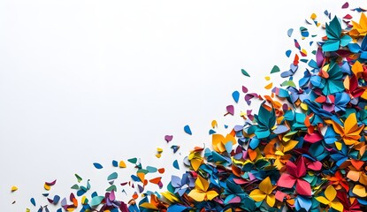 Colorful Paper Flowers on White Background