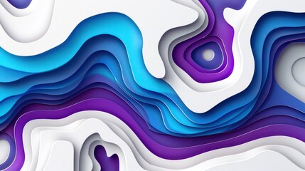Wall Mural - abstract layered design featuring flowing shapes in blue and purple tones, creating a modern aesthet