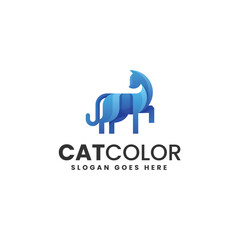 Wall Mural - Vector Logo Illustration Cat Gradient Colorful Style