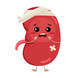 © Orapun - Sick kidney organ cartoon character. Unhealthy kidney disease. Sad kidney with pain ache on face with patch. Kidney failure concept.