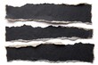 © khafid - Set Torn sheets of black paper. Torn paper strips set