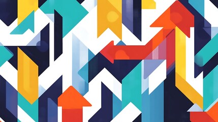 Poster - Abstract Geometric Pattern with Colorful Arrows and Stripes