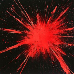 Wall Mural - Red splatter art on black canvas