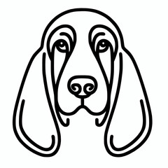 Wall Mural - Basset hound line art face vector silhouette outline illustration on white background