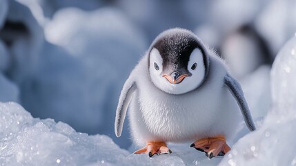 Penguin Chick Waddling Towards Camera