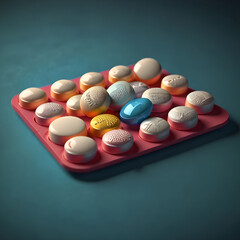 Birth control pills, woman holding birth control pills at home, Photo, 3d render, photo, illustration