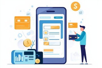 A user setting up their digital wallet with options for linking multiple bank accounts and credit cards. The screen shows the process of adding and verifying payment methods, Generative AI 