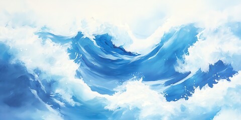 Beautiful ocean waves in dynamic shades of blue, capturing the essence of nature's power and tranquility.