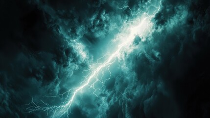 Wall Mural - Lightning strikes dark clouds