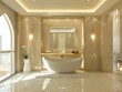 © Moviebirth - Bathroom with smart mirror, stylish fixtures, and luxurious feel