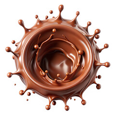 Wall Mural - Chocolate splash round shape, 3d Realistic. isolated on White background. clipping path