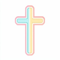 Wall Mural - This colorful pastel cross illustration features layered effects, creating a soft visual appeal ideal for various religious and decorative uses