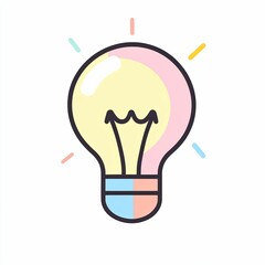 Wall Mural - A bright and colorful light bulb design showcases a playful style that embodies creativity and inspiration, perfect for artistic projects or concepts