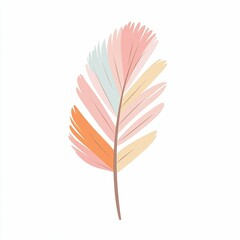 Wall Mural - A vibrant illustration of a feather featuring a palette of pastel colors, perfect for creative projects or nature-themed designs