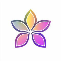 Sticker - A vibrant flower design features colorful gradient petals arranged symmetrically, highlighting a contemporary approach to graphic art on a plain background