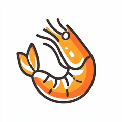 A bright illustration features a shrimp, highlighting its distinct shape and colors, perfect for seafood menus, culinary graphics, or educational purposes