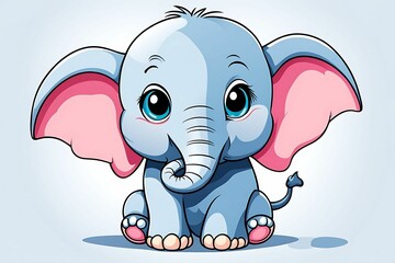 cute cartoon baby elephant with big eyes