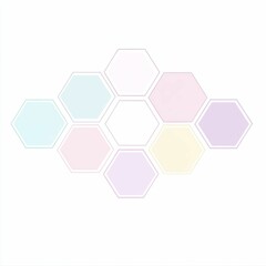 Wall Mural - A collection of pastel hexagons is arranged against a clean white background, offering a visually pleasing layout for design projects or artistic inspiration