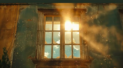 Wall Mural - sunlight streams through window