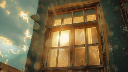 Wall Mural - Sunlight streams through a window.
