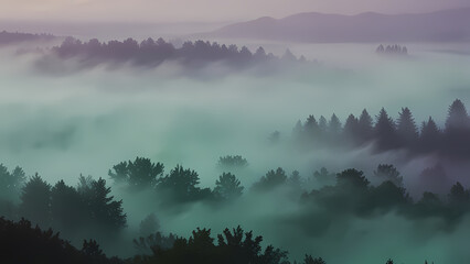 Abstract background of fog swirling in the air, blending with soft pastel colors like lavender, mint green, and sky blue