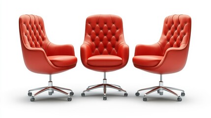 Wall Mural - Office chairs clipart, element, 3D illustration, realistic, isolated on white background