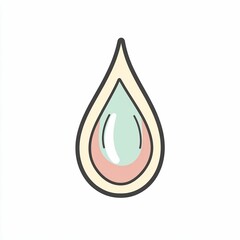 Wall Mural - This colorful droplet design displays a pale blue inner shape surrounded by a soft pink accent, featuring a neat outline on a plain background