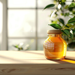 Wall Mural - Organic Honey in a Glass Jar: The Sweet Path to Health