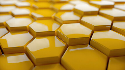 Wall Mural - yellow diamond background. yellow hexagons background in full frame