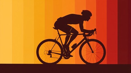 Wall Mural - Cyclist silhouette pedaling at high speed with motion blur and glowing trail effects capturing the intensity of the race Large space for text in center Stock photo with copy space