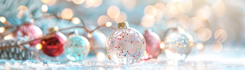 Canvas Print - A beautiful arrangement of colorful ornaments, sparkling with festive spirit, perfect for holiday decorations and seasonal imagery.