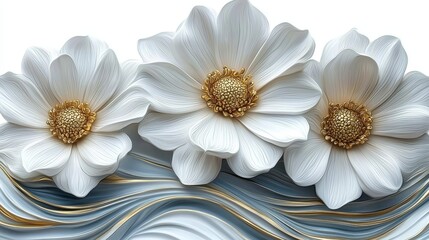 Poster - An isolated image of chamomile on a white background, in full depth of field