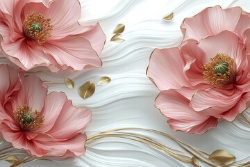 Poster - Poppy petals flew in the air isolated on a white background