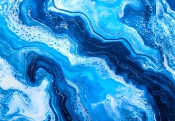 Wall Mural - Abstract Blue Swirl with White Bubbles