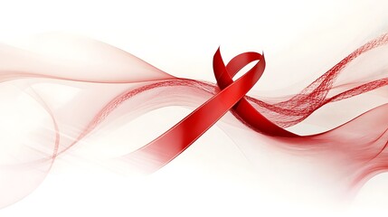 Red Ribbon with Abstract Swirling Background