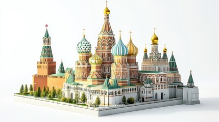 Wall Mural - Kremlin (Russia) clipart, element, 3D illustration, realistic, isolated on white background