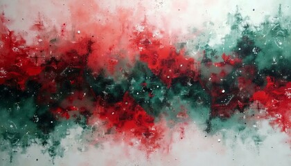 Wall Mural - Dynamic Abstract Art with Red, Green, and White Paint Splashes