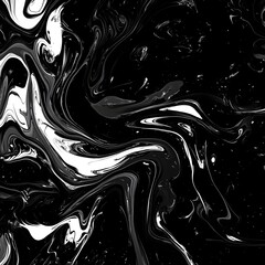 Canvas Print - Abstract Black and White Swirling Liquid Background