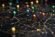 © Mikki Orso - Vibrant 3d map showcasing customer journey with colorful location pins on a dark background